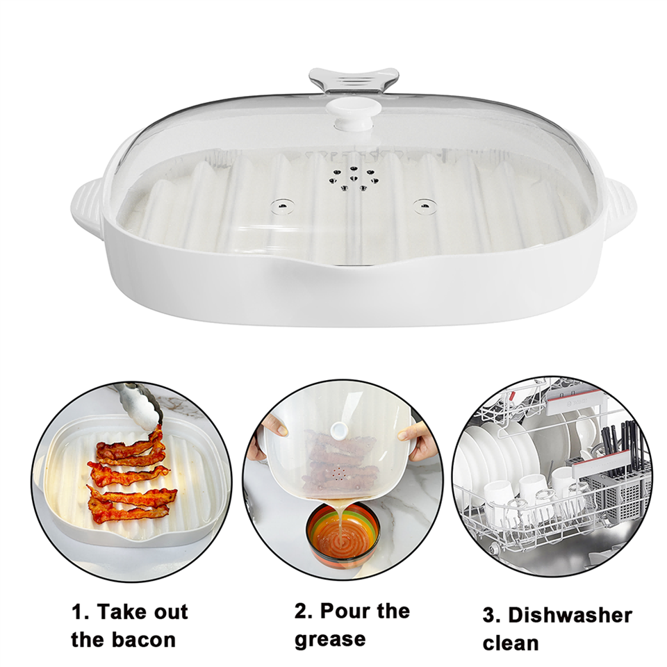 Augstas efektivitātes, kas nav nūjas mikroviļņu bekona panna